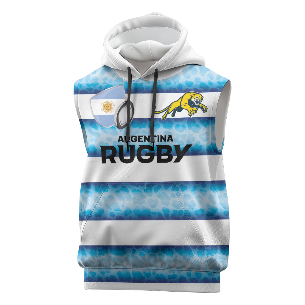 Argentina Rugby Custom Sleeveless Hoodie Pumas Stripes Style