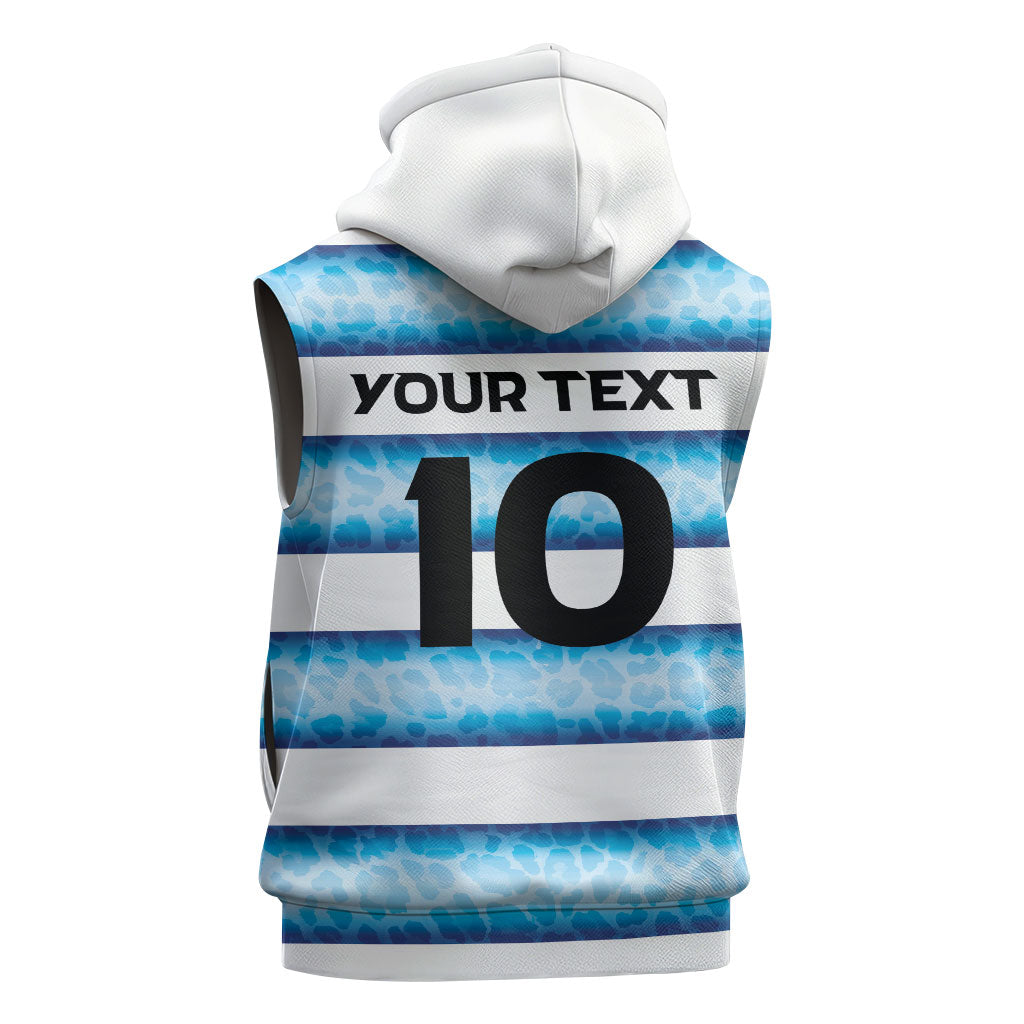 Argentina Rugby Custom Sleeveless Hoodie Pumas Stripes Style