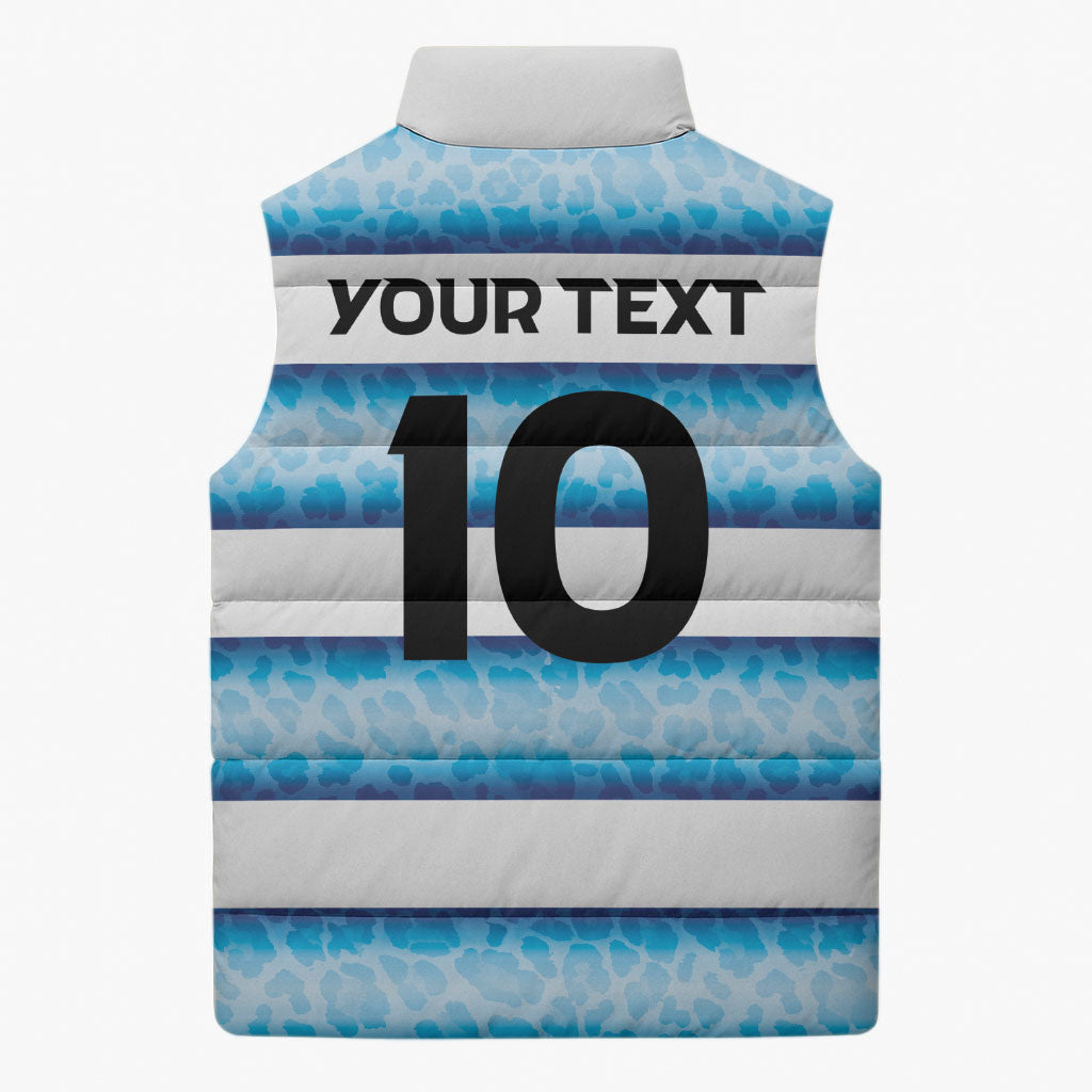 Argentina Rugby Custom Sleeveless Puffer Jacket Pumas Stripes Style