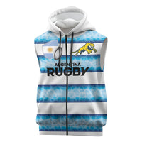 Argentina Rugby Custom Sleeveless Zip Hoodie Pumas Stripes Style