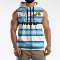 Argentina Rugby Custom Sleeveless Zip Hoodie Pumas Stripes Style