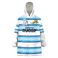 Argentina Rugby Custom Wearable Blanket Hoodie Pumas Stripes Style