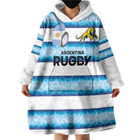 Argentina Rugby Custom Wearable Blanket Hoodie Pumas Stripes Style