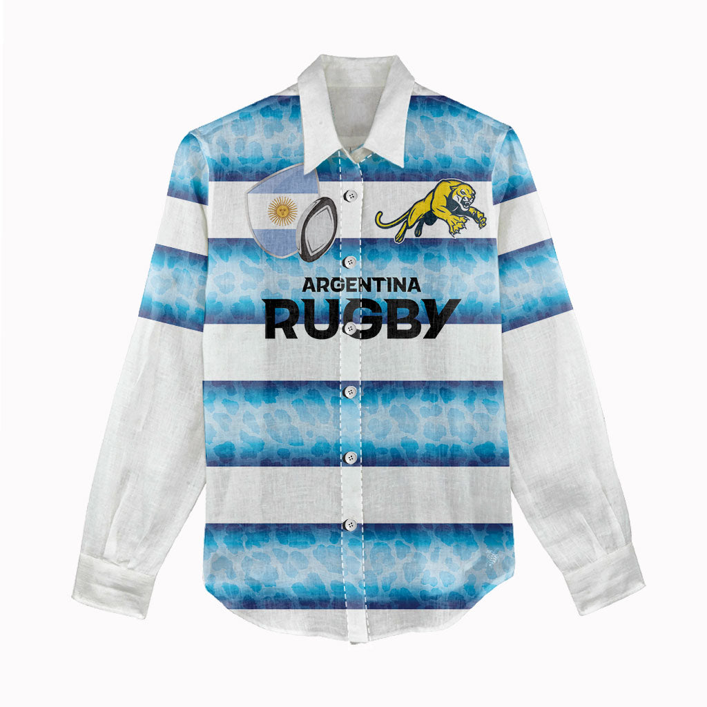 Argentina Rugby Custom Women Casual Shirt Pumas Stripes Style