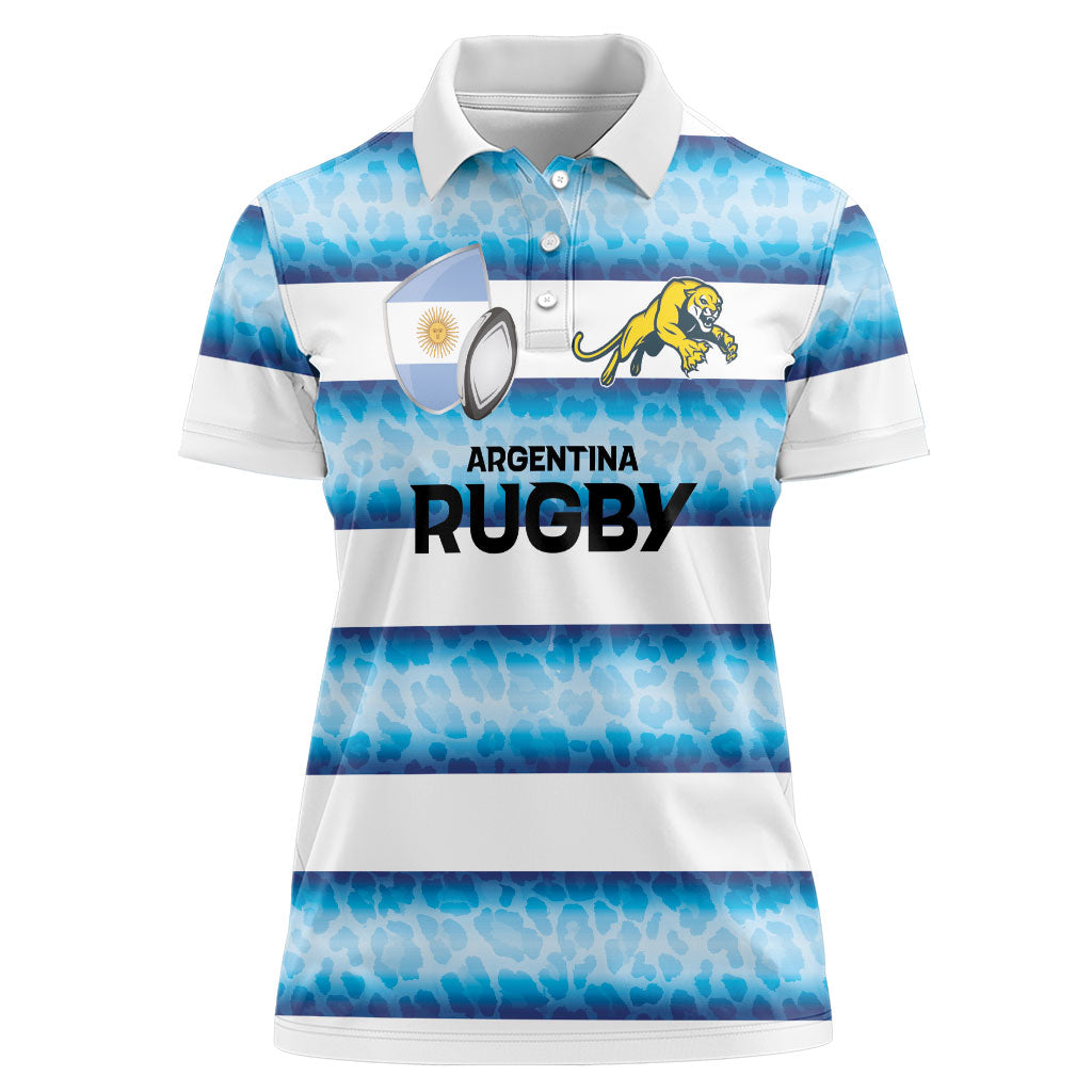 Argentina Rugby Custom Women Polo Shirt Pumas Stripes Style