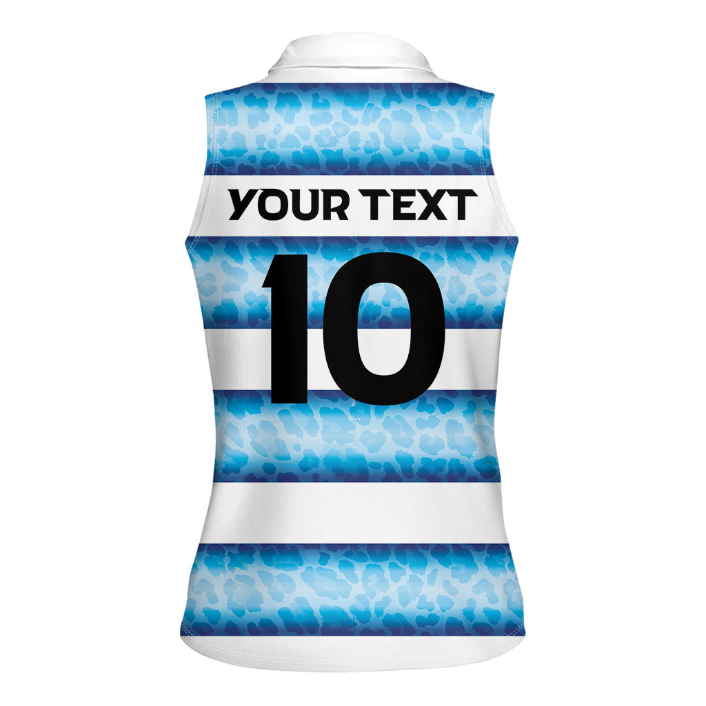 Argentina Rugby Custom Women Sleeveless Polo Shirt Pumas Stripes Style