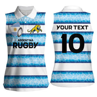 Argentina Rugby Custom Women Sleeveless Polo Shirt Pumas Stripes Style