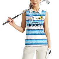 Argentina Rugby Custom Women Sleeveless Polo Shirt Pumas Stripes Style