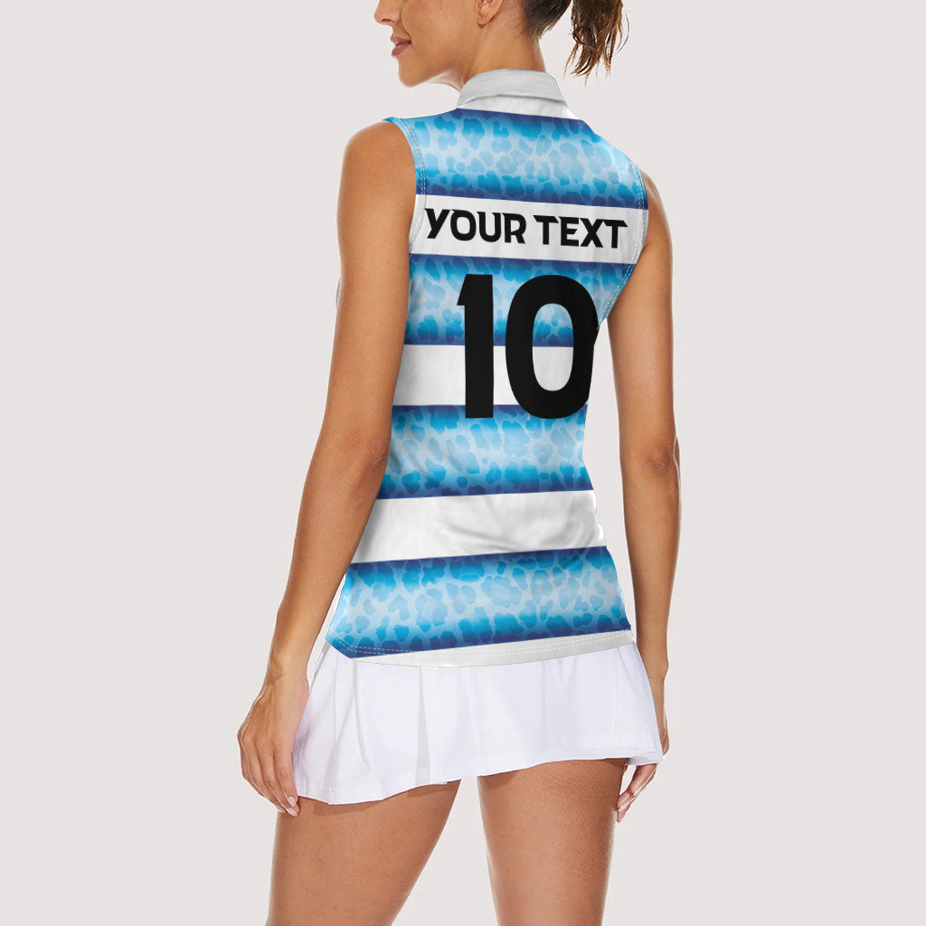 Argentina Rugby Custom Women Sleeveless Polo Shirt Pumas Stripes Style