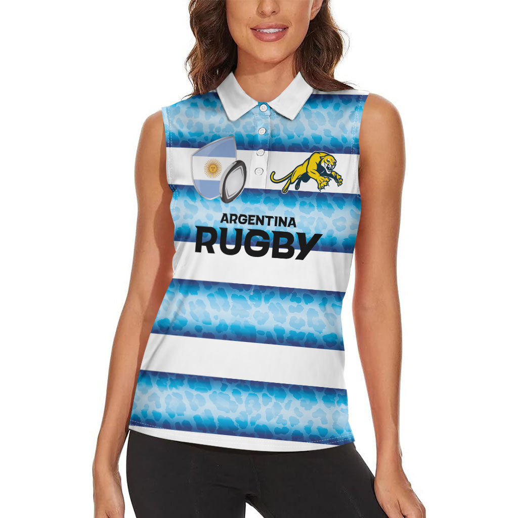 Argentina Rugby Custom Women Sleeveless Polo Shirt Pumas Stripes Style
