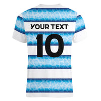Argentina Rugby Custom Women V-Neck T-Shirt Pumas Stripes Style