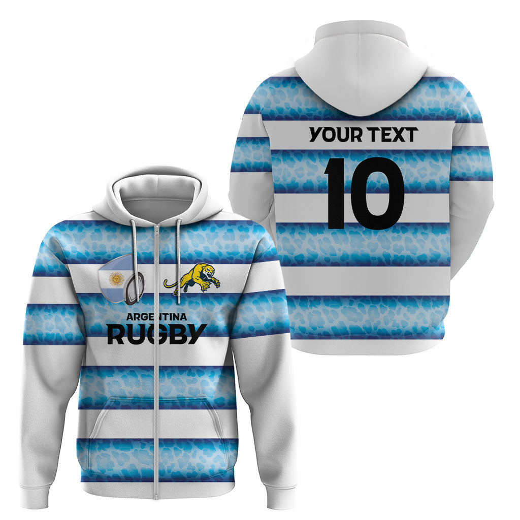 Argentina Rugby Custom Zip Hoodie Pumas Stripes Style