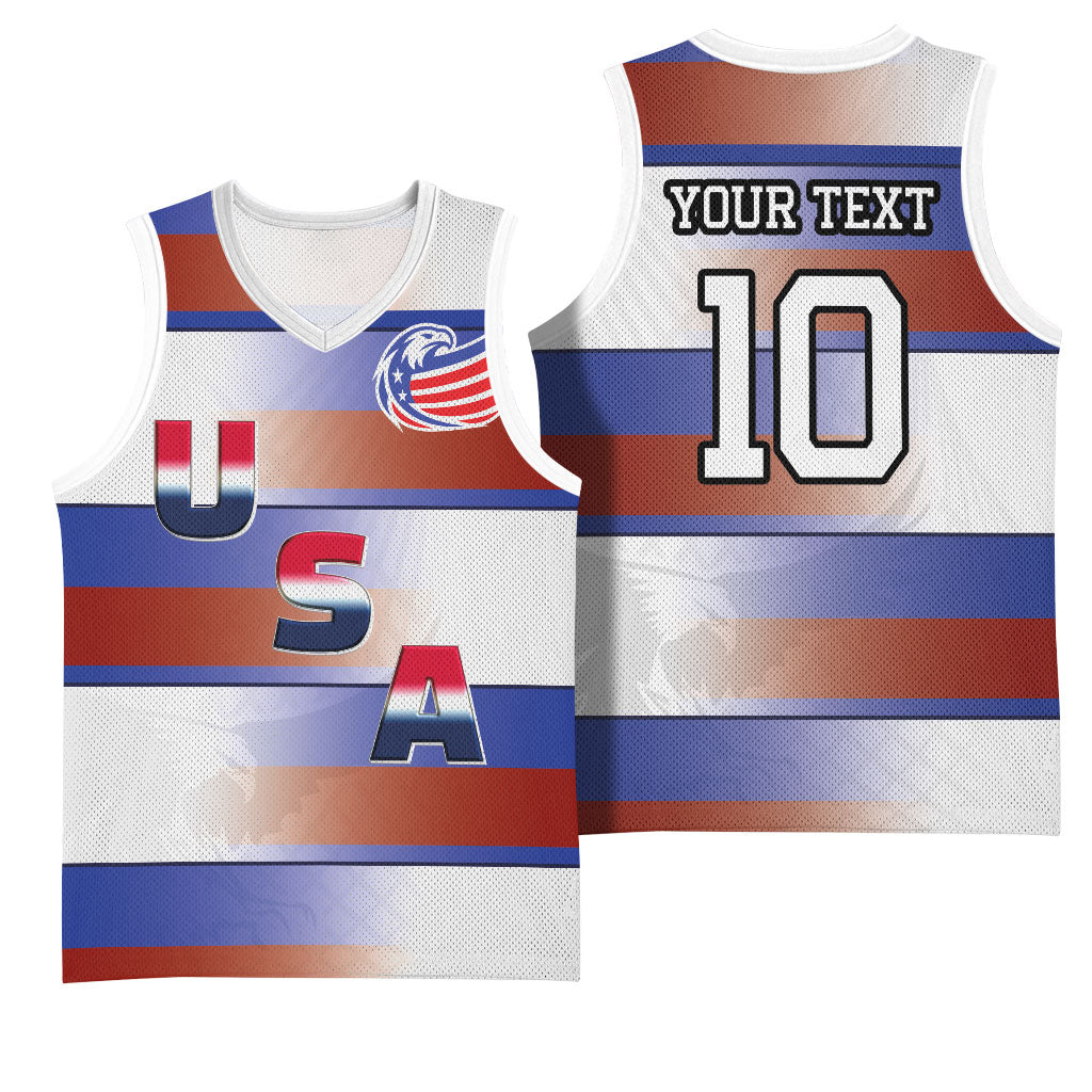 America Rugby Custom Basketball Jersey USA Falcons Stripes Style