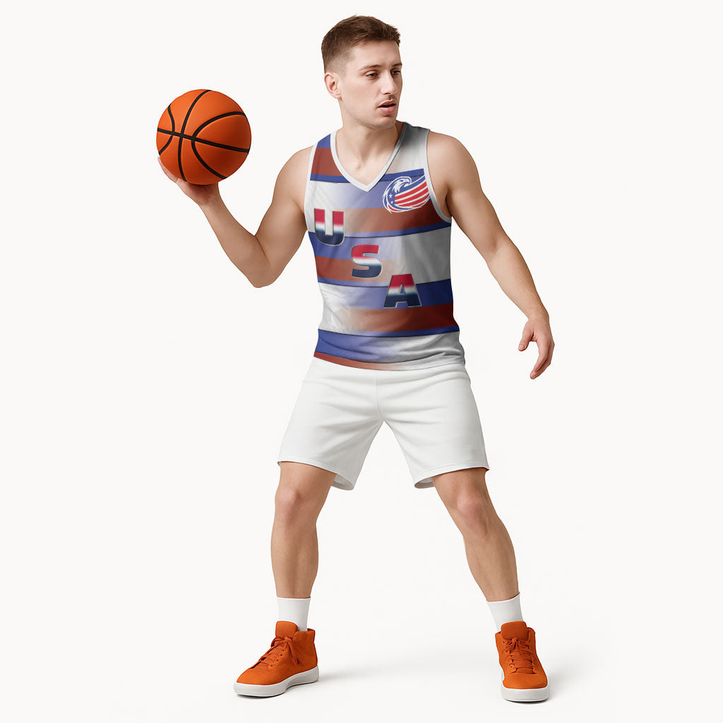 America Rugby Custom Basketball Jersey USA Falcons Stripes Style