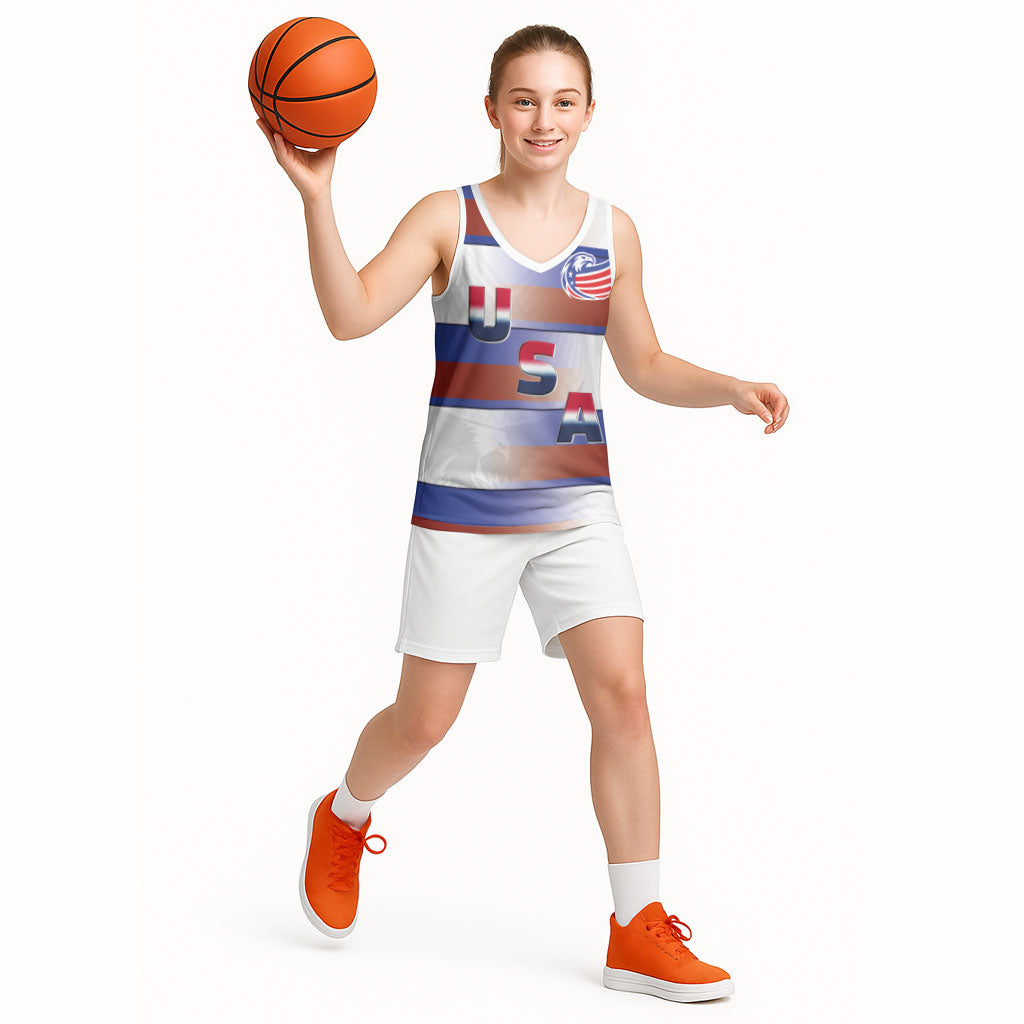 America Rugby Custom Basketball Jersey USA Falcons Stripes Style