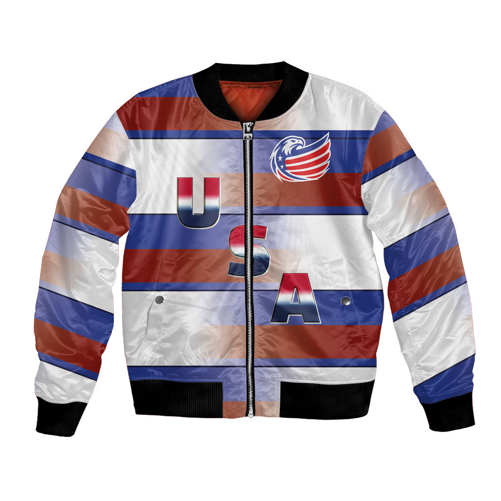 America Rugby Custom Bomber Jacket USA Falcons Stripes Style