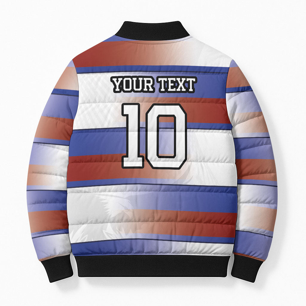 America Rugby Custom Bomber Puffer Jacket USA Falcons Stripes Style