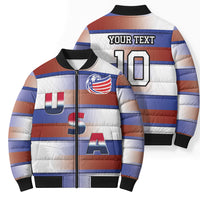 America Rugby Custom Bomber Puffer Jacket USA Falcons Stripes Style