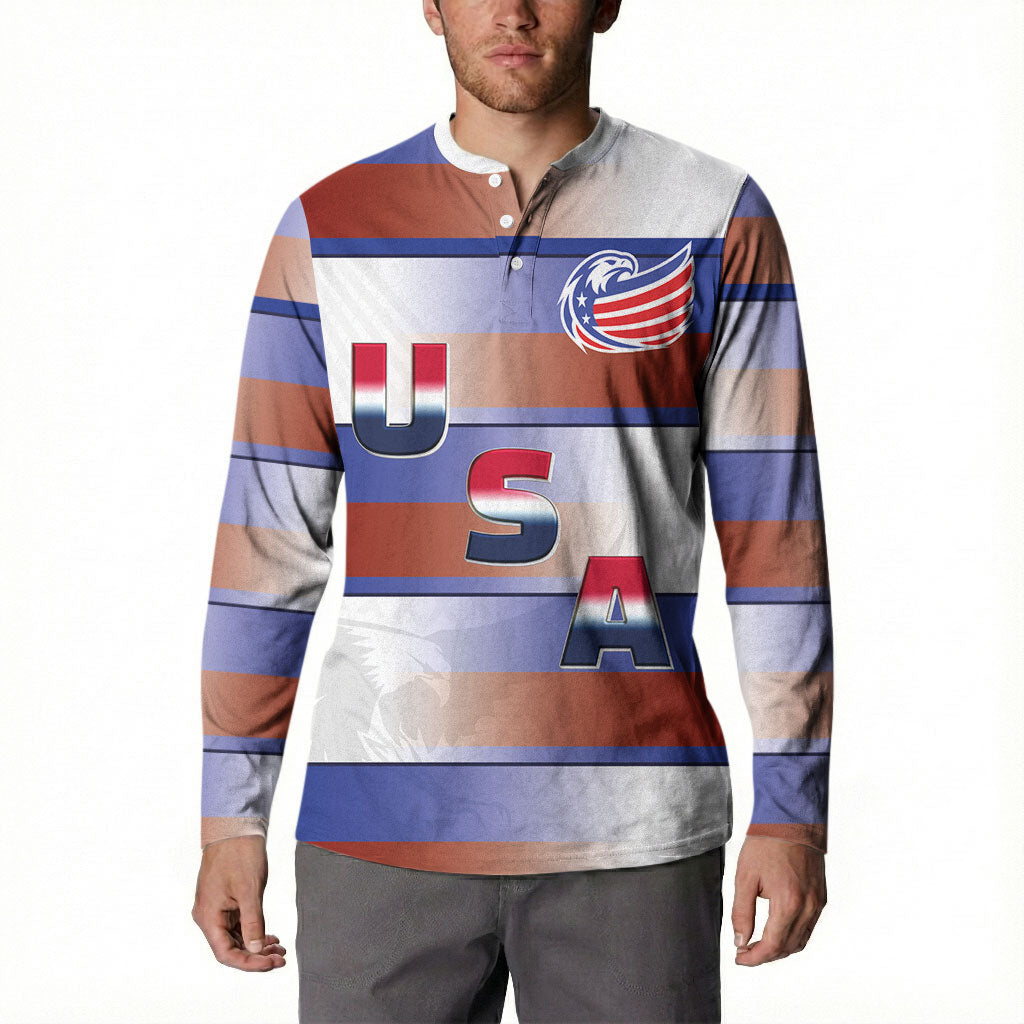 America Rugby Custom Button Sweatshirt USA Falcons Stripes Style