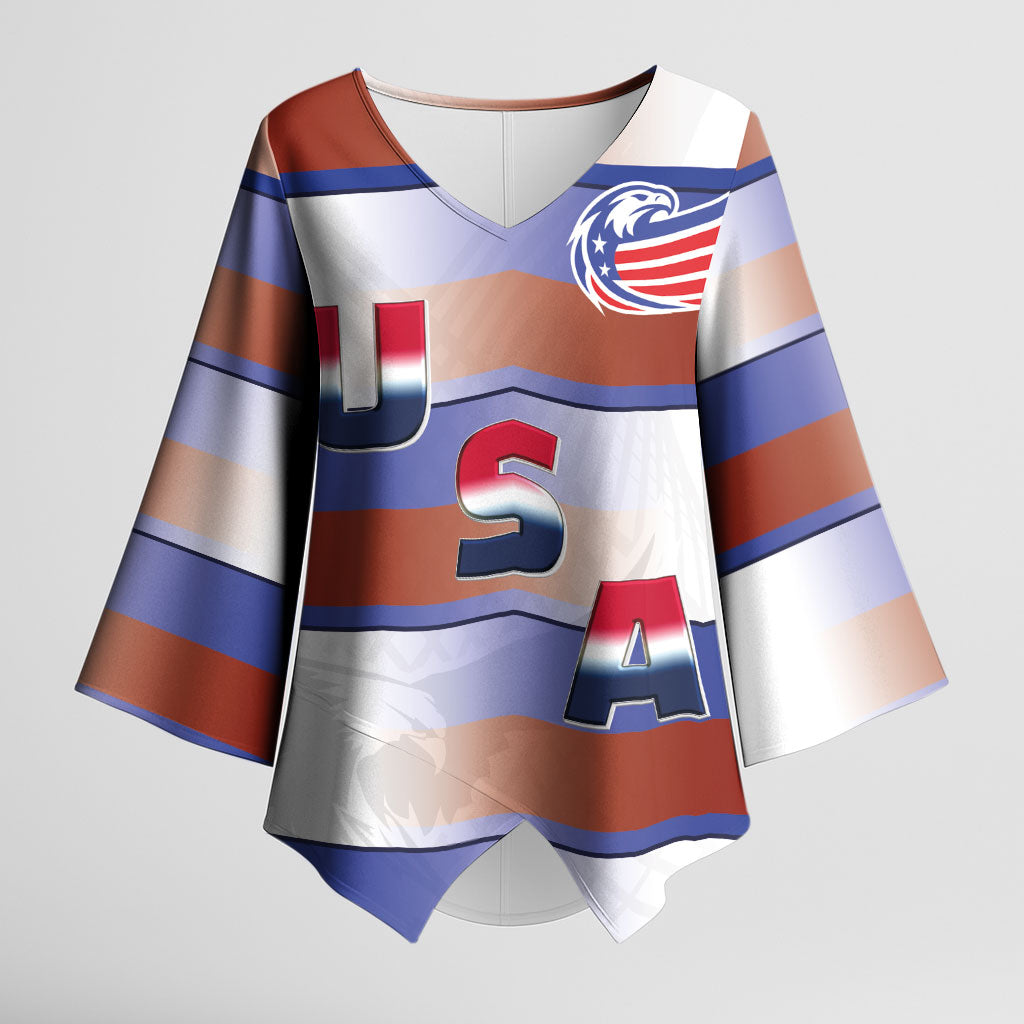 America Rugby Custom Kimono Sleeve Blouse USA Falcons Stripes Style