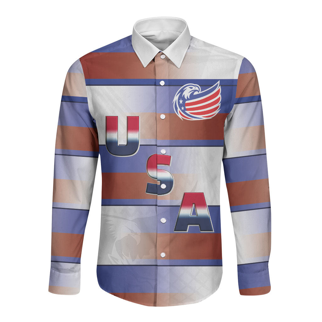 America Rugby Custom Long Sleeve Button Shirt USA Falcons Stripes Style