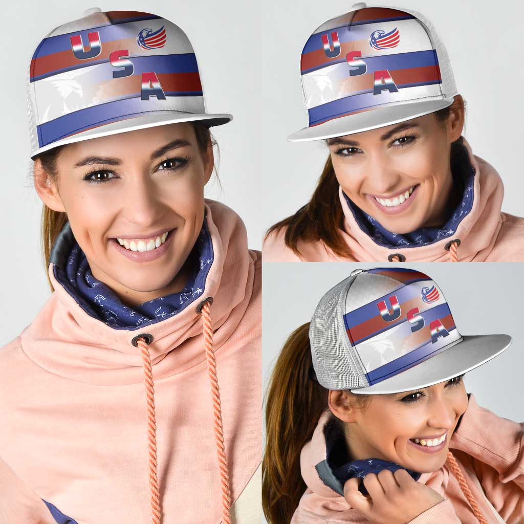 America Rugby Mesh Trucker Cap USA Falcons Stripes Style