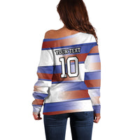 America Rugby Custom Off Shoulder Sweater USA Falcons Stripes Style