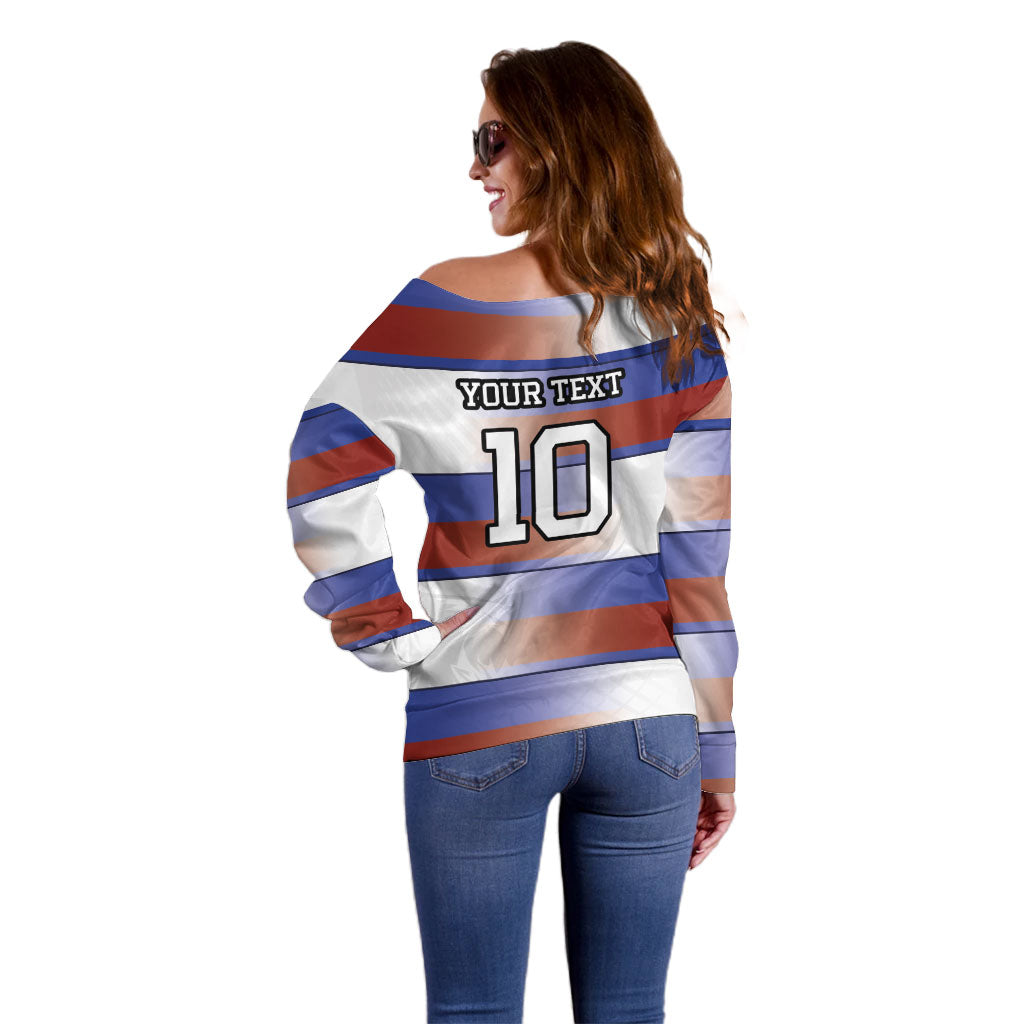 America Rugby Custom Off Shoulder Sweater USA Falcons Stripes Style