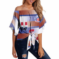 America Rugby Custom Off Shoulder Wrap Waist Top USA Falcons Stripes Style