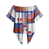 America Rugby Custom Off Shoulder Wrap Waist Top USA Falcons Stripes Style