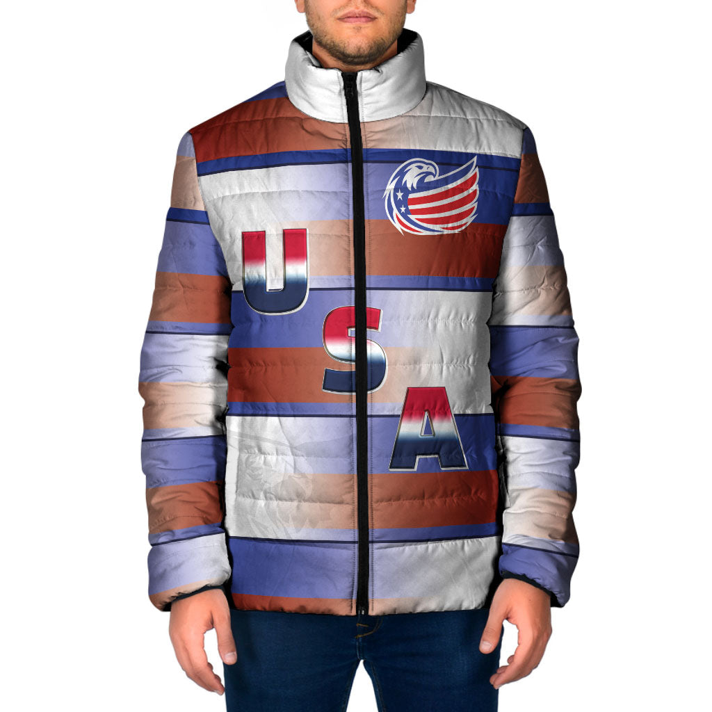 America Rugby Custom Padded Jacket USA Falcons Stripes Style