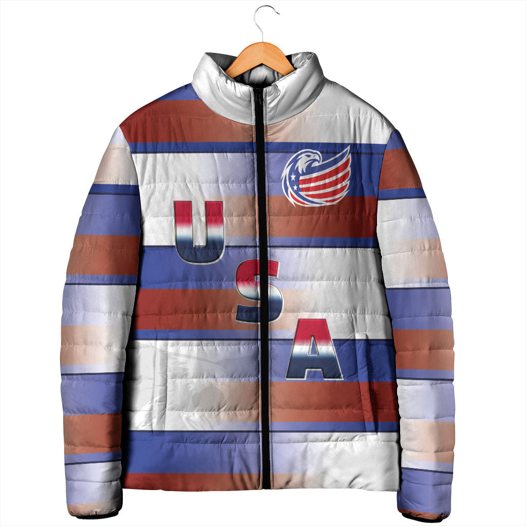 America Rugby Custom Padded Jacket USA Falcons Stripes Style