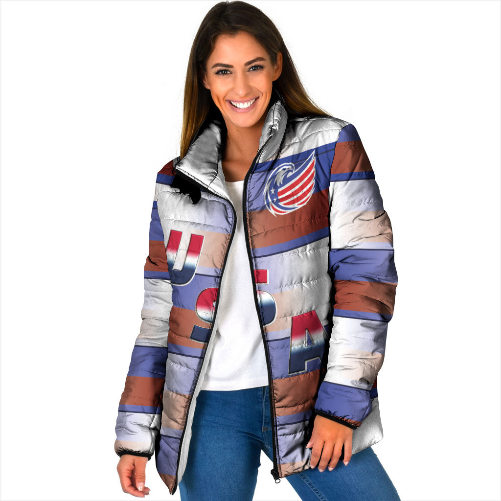 America Rugby Custom Padded Jacket USA Falcons Stripes Style