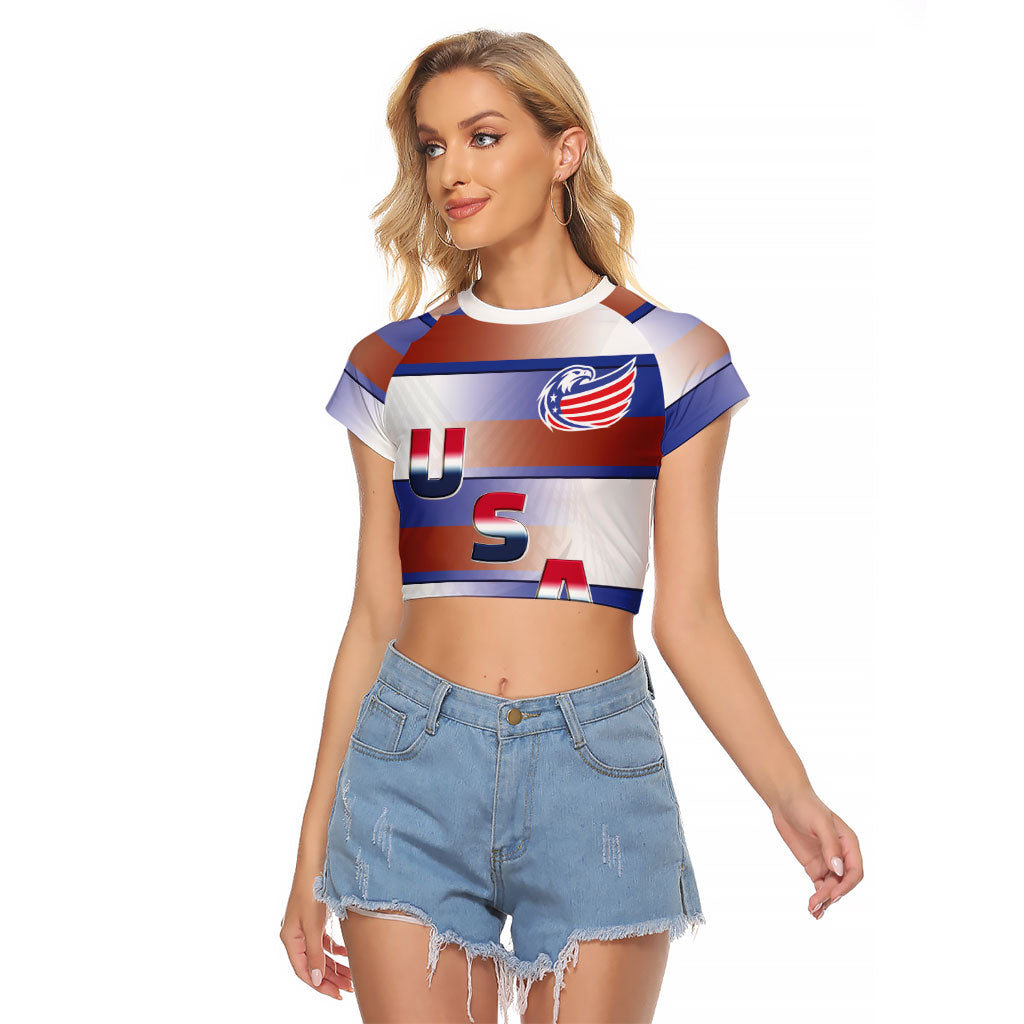 America Rugby Custom Raglan Cropped T Shirt USA Falcons Stripes Style