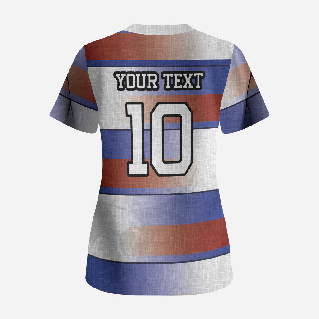 America Rugby Custom Scrub Top USA Falcons Stripes Style
