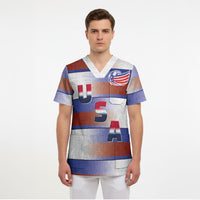 America Rugby Custom Scrub Top USA Falcons Stripes Style