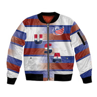 America Rugby Custom Sleeve Zip Bomber Jacket USA Falcons Stripes Style