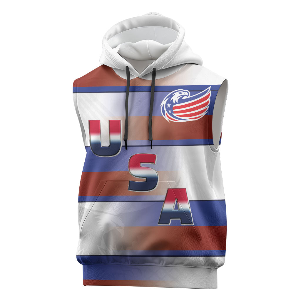 America Rugby Custom Sleeveless Hoodie USA Falcons Stripes Style