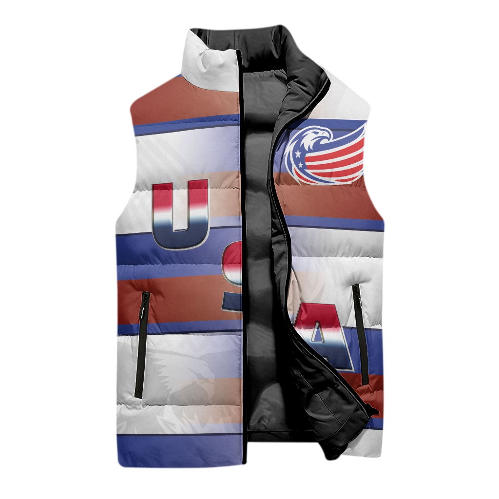 America Rugby Custom Sleeveless Puffer Jacket USA Falcons Stripes Style
