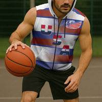 America Rugby Custom Sleeveless Zip Hoodie USA Falcons Stripes Style