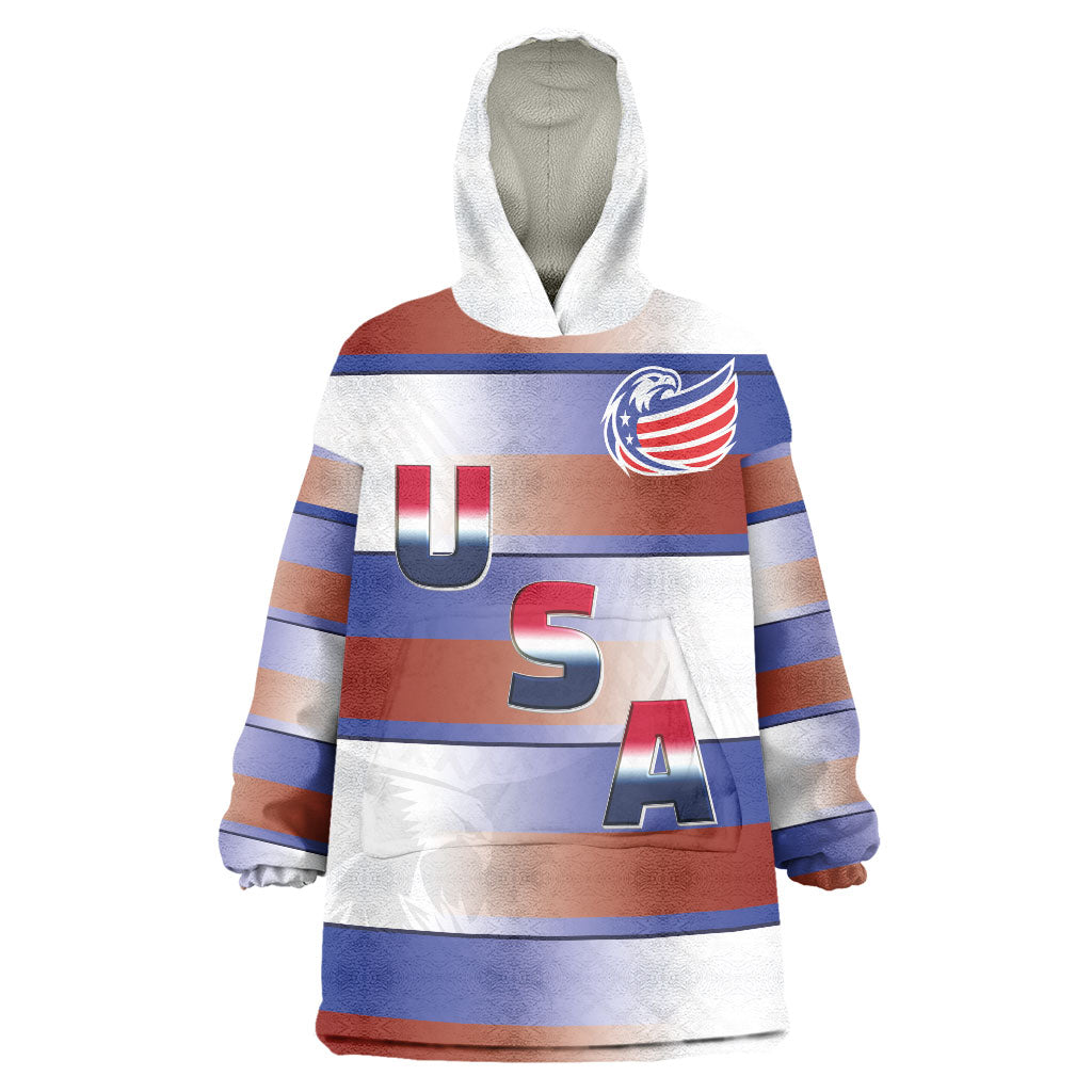 America Rugby Custom Wearable Blanket Hoodie USA Falcons Stripes Style