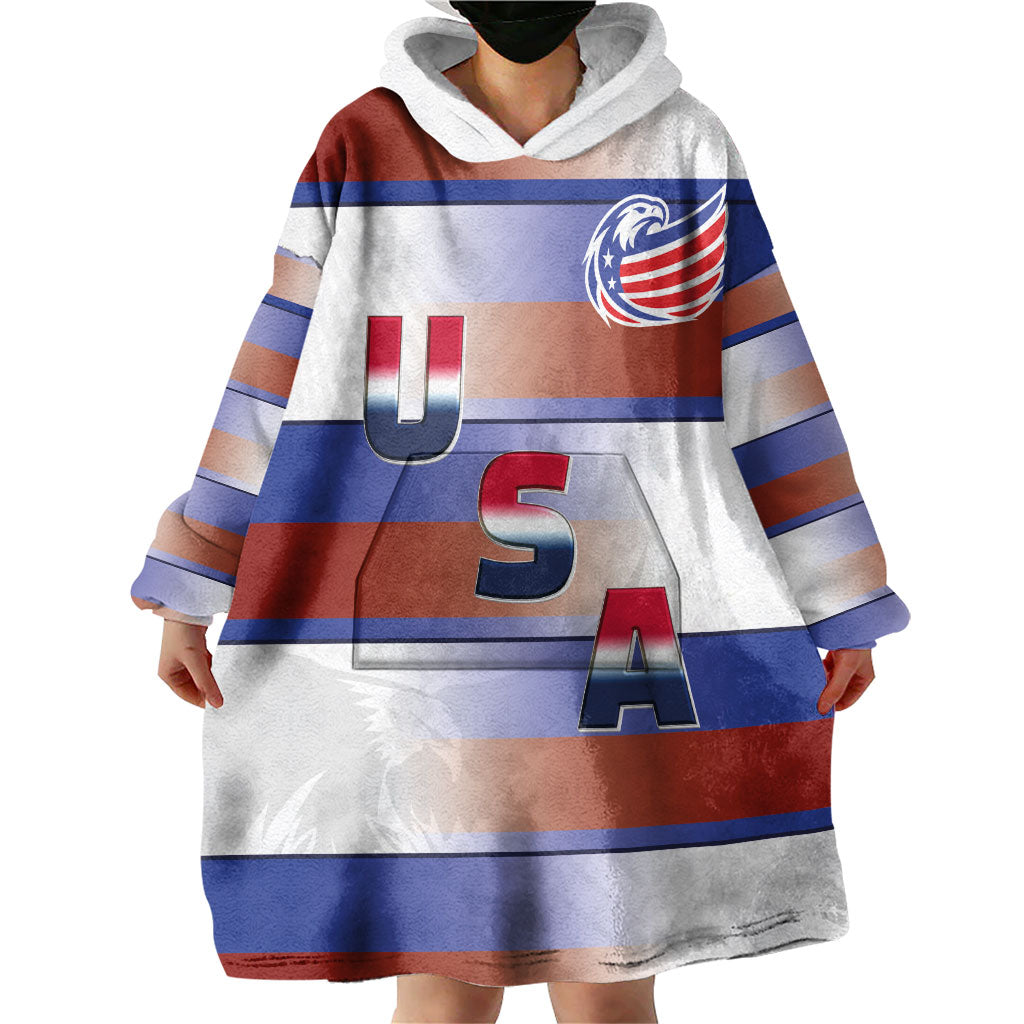 America Rugby Custom Wearable Blanket Hoodie USA Falcons Stripes Style