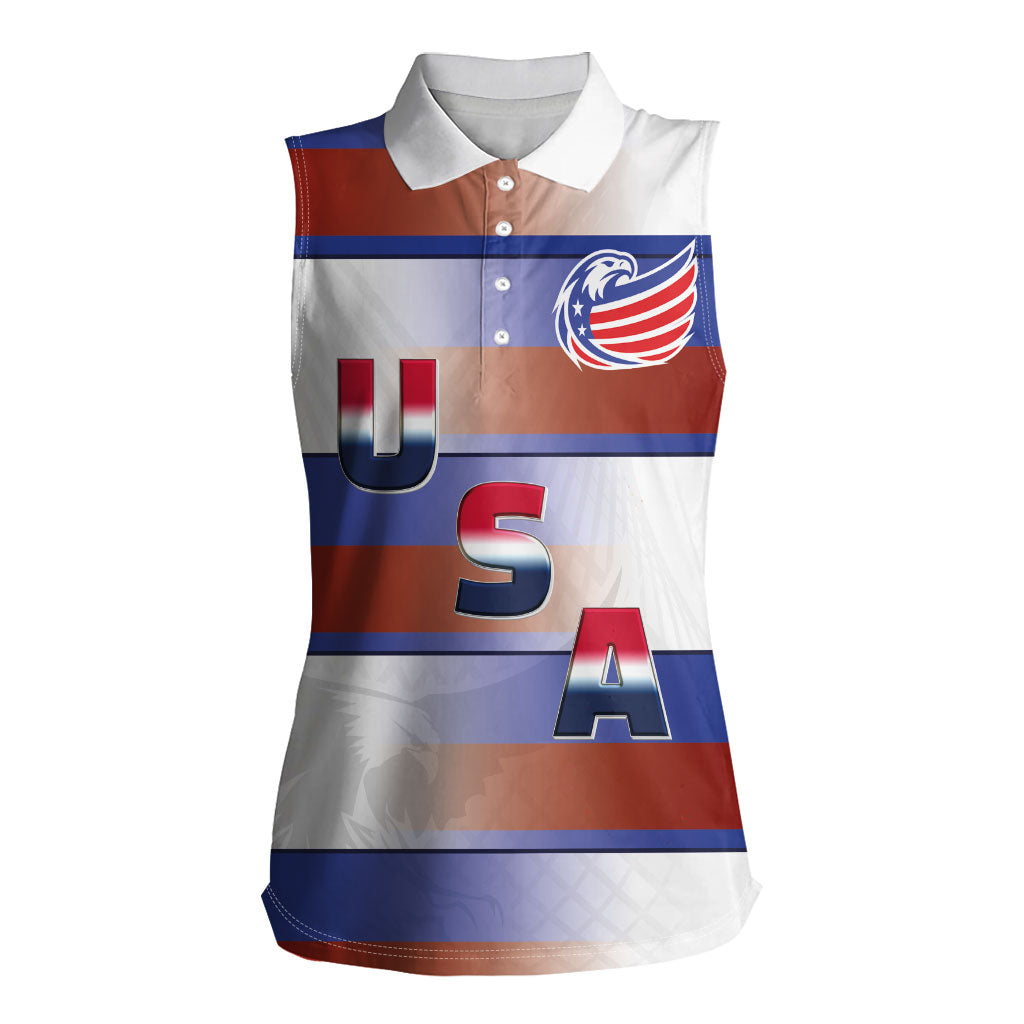 America Rugby Custom Women Sleeveless Polo Shirt USA Falcons Stripes Style