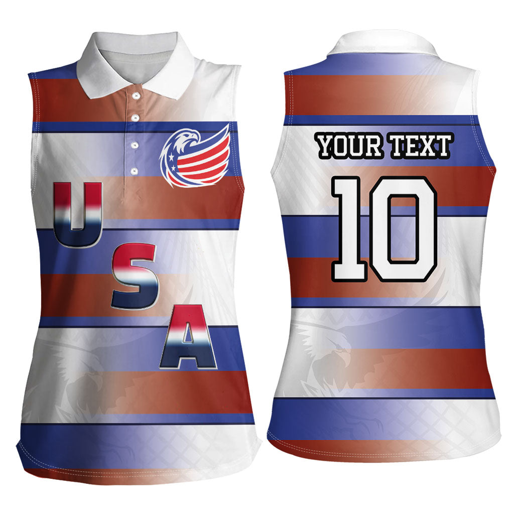America Rugby Custom Women Sleeveless Polo Shirt USA Falcons Stripes Style