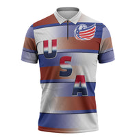 America Rugby Custom Zipper Polo Shirt USA Falcons Stripes Style