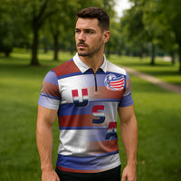 America Rugby Custom Zipper Polo Shirt USA Falcons Stripes Style