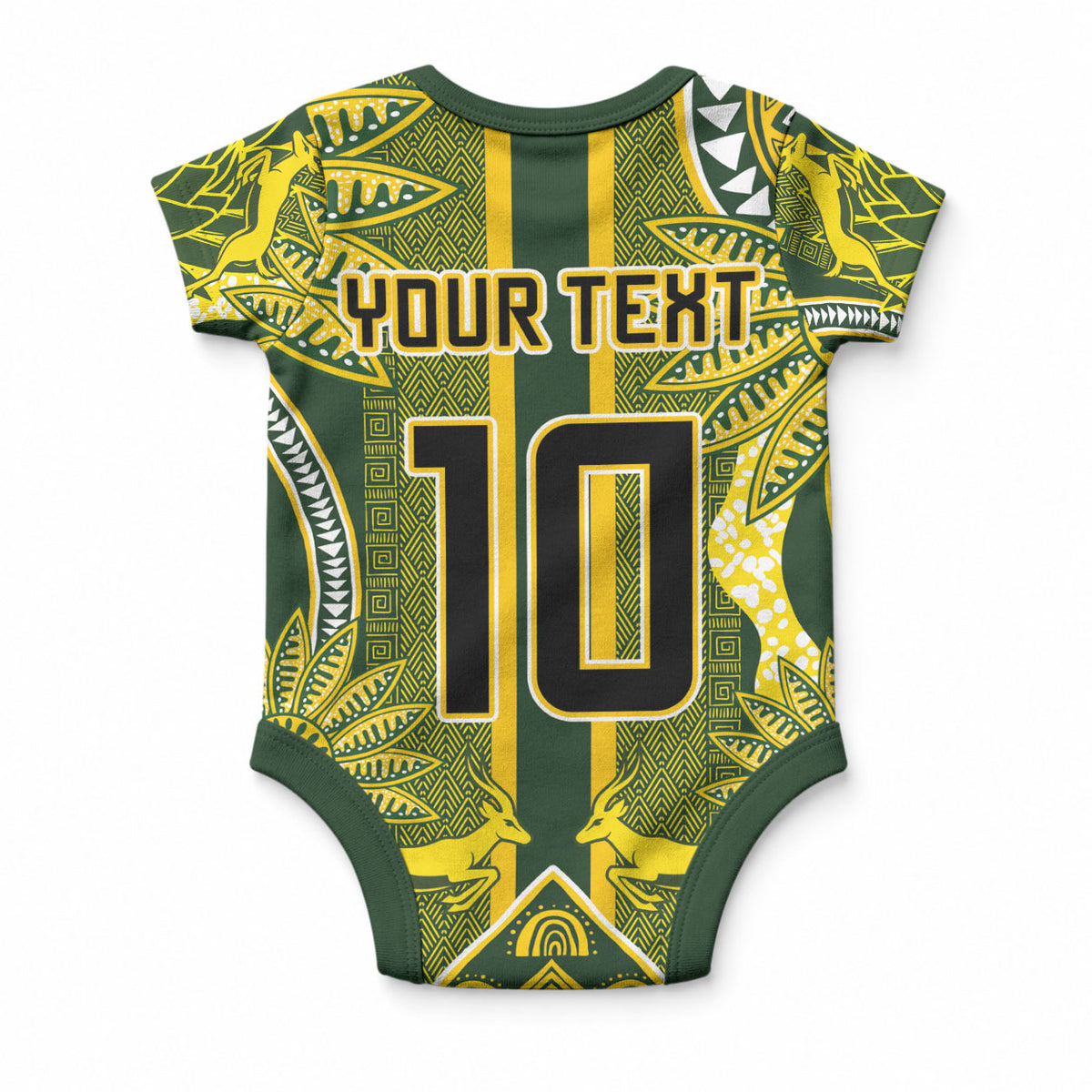 South Africa Rugby Custom Baby Onesie Springbok with King Protea Inspired by African Heritage