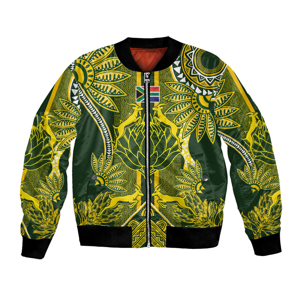 South Africa Rugby Custom Bomber Jacket Springbok with King Protea Inspired by African Heritage