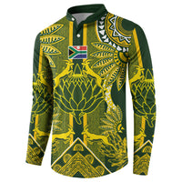 South Africa Rugby Custom Button Sweatshirt Springbok with King Protea Inspired by African Heritage