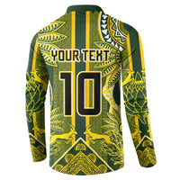 South Africa Rugby Custom Button Sweatshirt Springbok with King Protea Inspired by African Heritage
